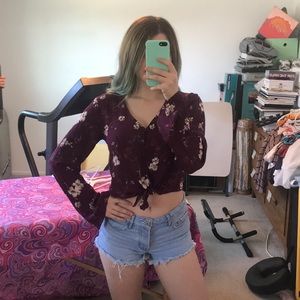 Purple Crop Top Long Sleeve